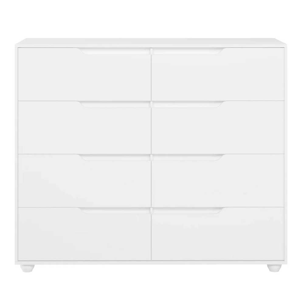 Cômoda Para Quarto 8 Gavetas 136cm Doble Flex Branco/Freijó - Albatroz
