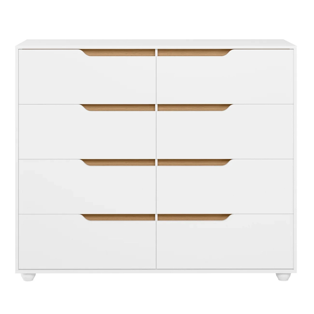 Cômoda Para Quarto 8 Gavetas 136cm Doble Flex Branco/Freijó - Albatroz