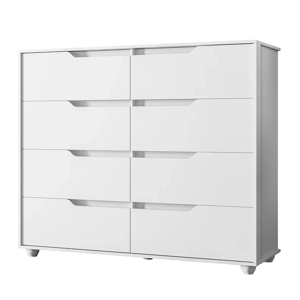 Cômoda Para Quarto 8 Gavetas 136cm Doble Flex Branco/Freijó - Albatroz
