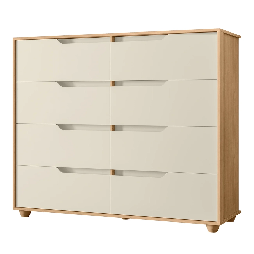 Cômoda Para Quarto 8 Gavetas 136cm Doble Flex Off/Freijó - Albatroz