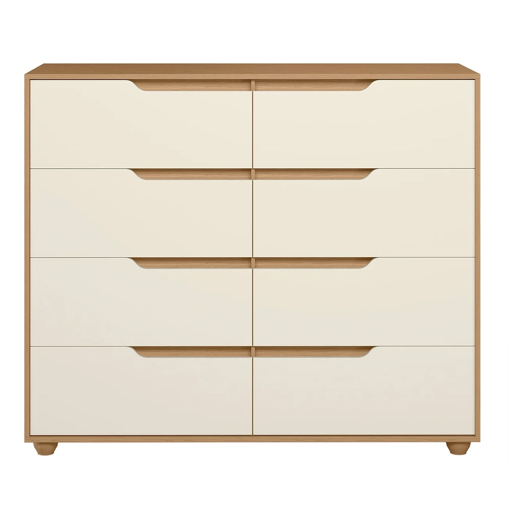 Cômoda Para Quarto 8 Gavetas 136cm Doble Flex Off/Freijó - Albatroz