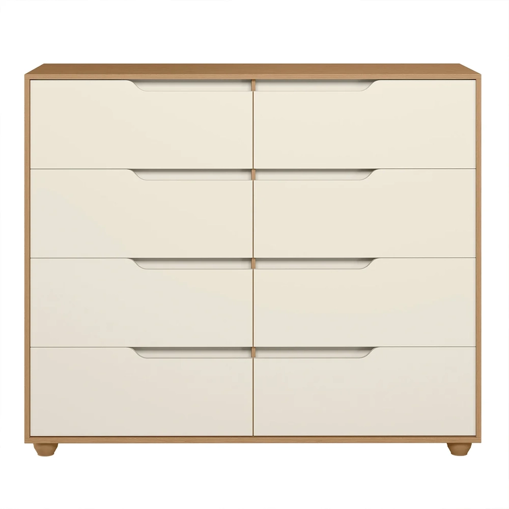 Cômoda Para Quarto 8 Gavetas 136cm Doble Flex Off/Freijó - Albatroz