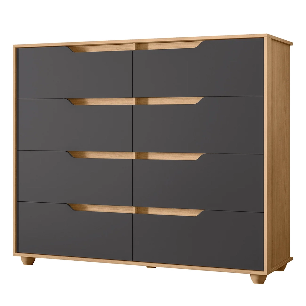 Cômoda Para Quarto 8 Gavetas 136cm Doble Flex Freijó/Titanium - Albatroz