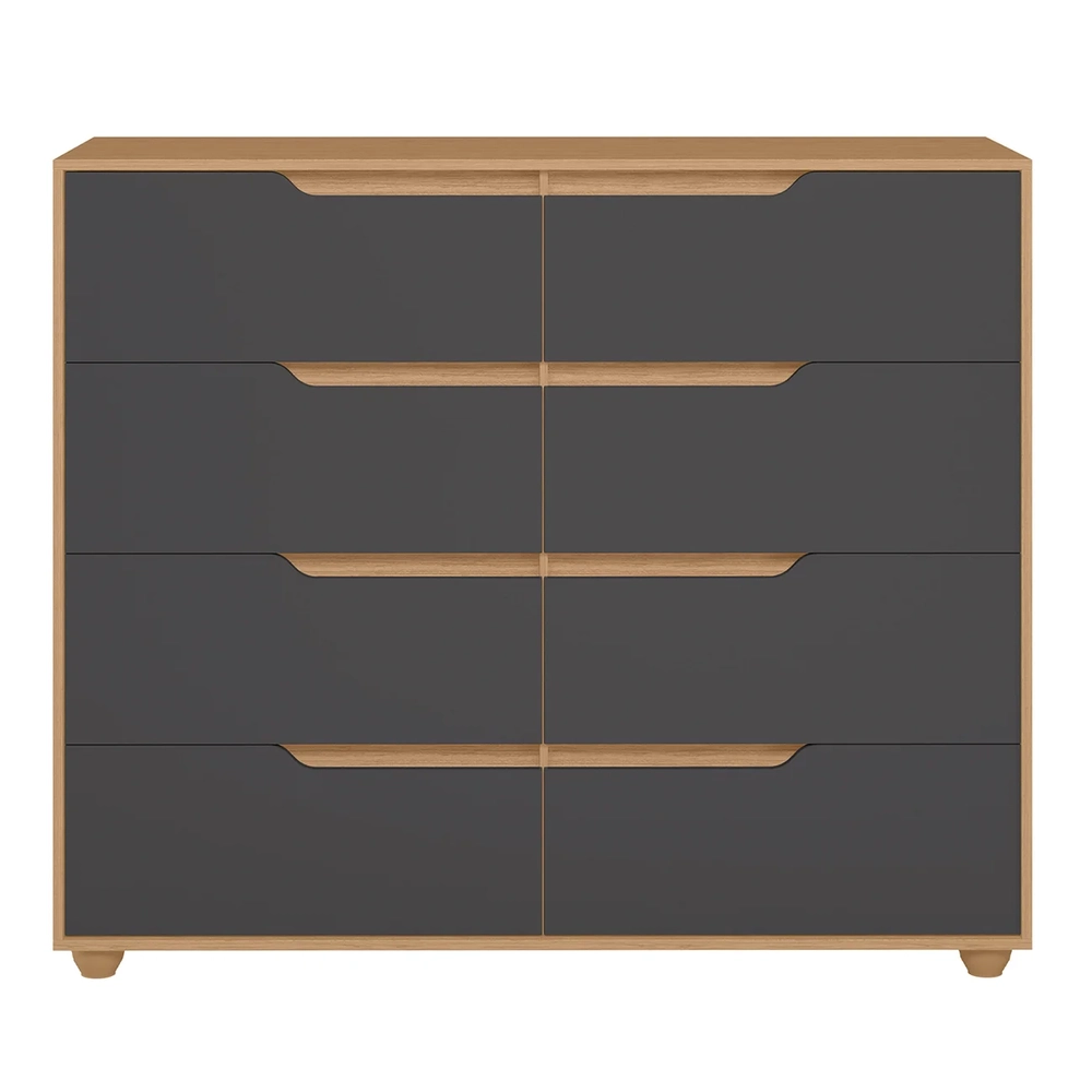 Cômoda Para Quarto 8 Gavetas 136cm Doble Flex Freijó/Titanium - Albatroz