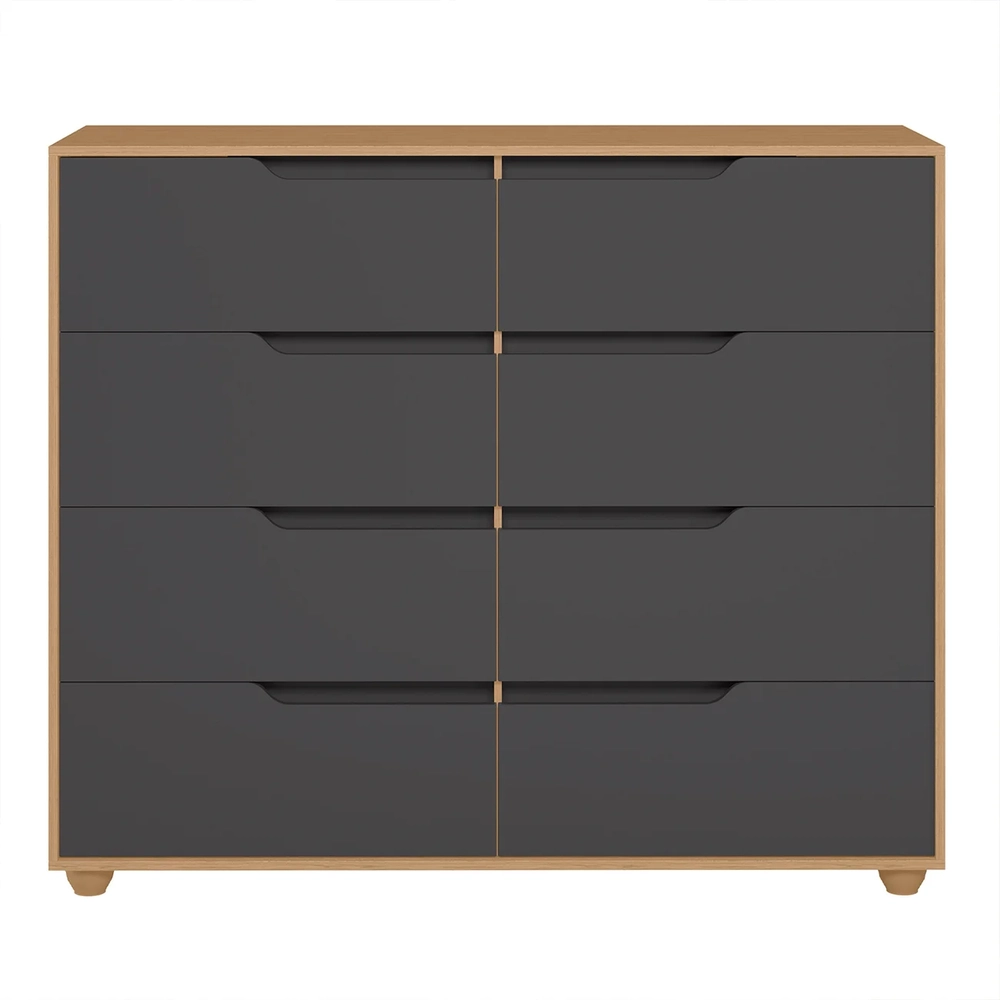 Cômoda Para Quarto 8 Gavetas 136cm Doble Flex Freijó/Titanium - Albatroz