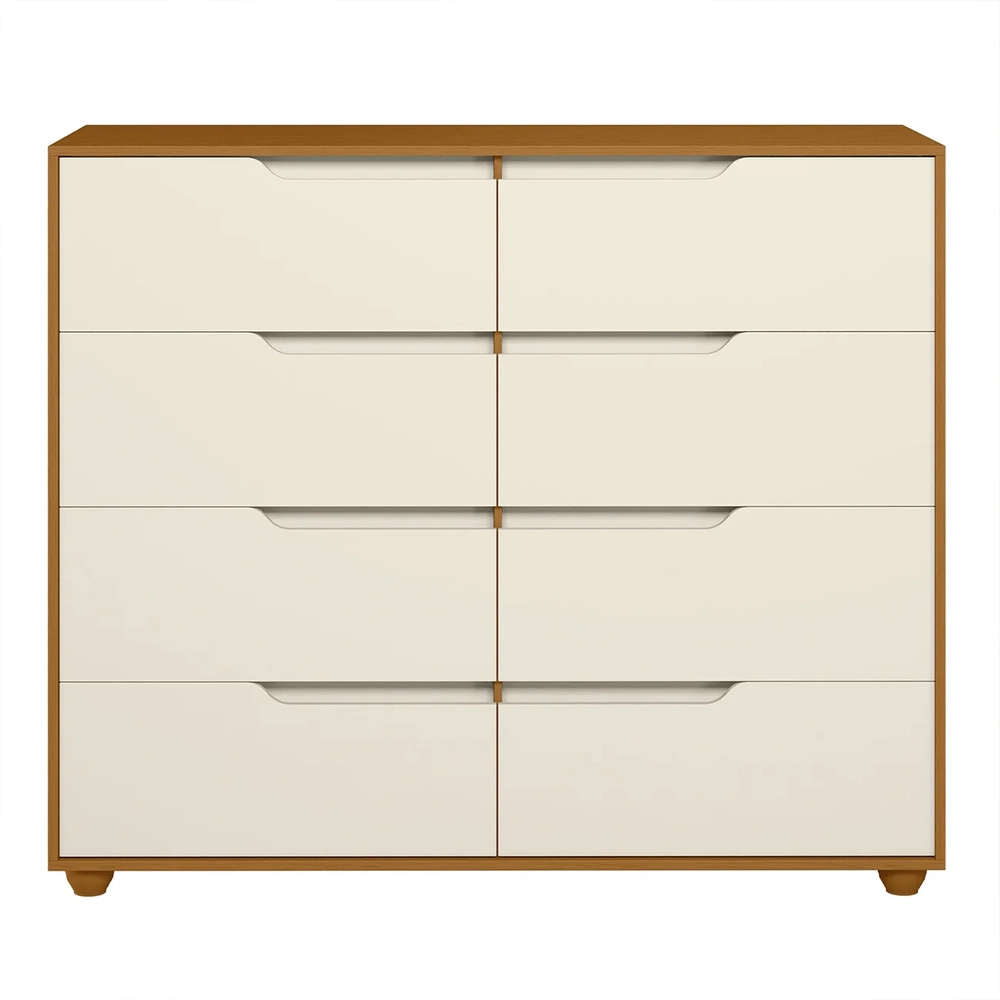 Cômoda Para Quarto 8 Gavetas 136cm Doble Flex Off/Cinamomo  - Albatroz