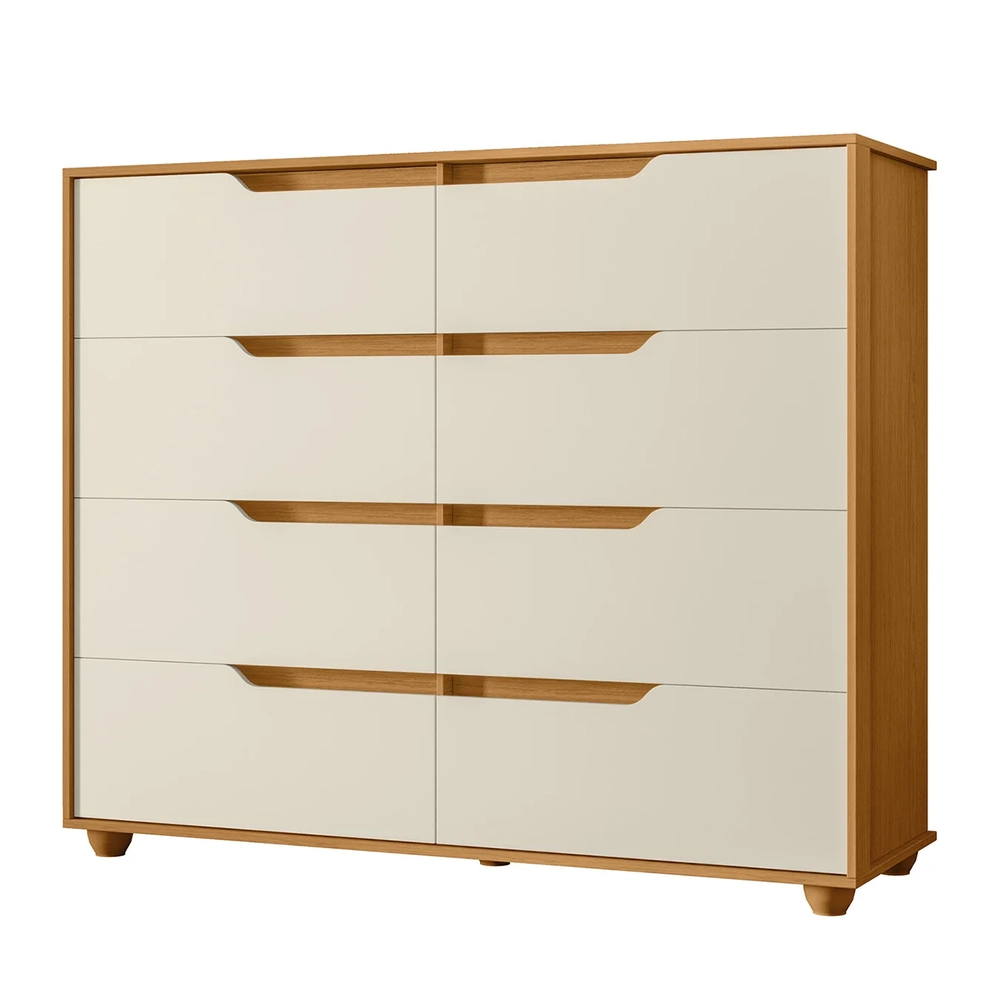 Cômoda Para Quarto 8 Gavetas 136cm Doble Flex Off/Cinamomo  - Albatroz