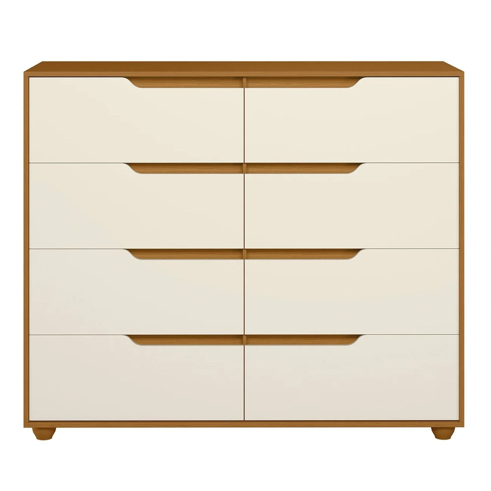 Cômoda Para Quarto 8 Gavetas 136cm Doble Flex Off/Cinamomo  - Albatroz