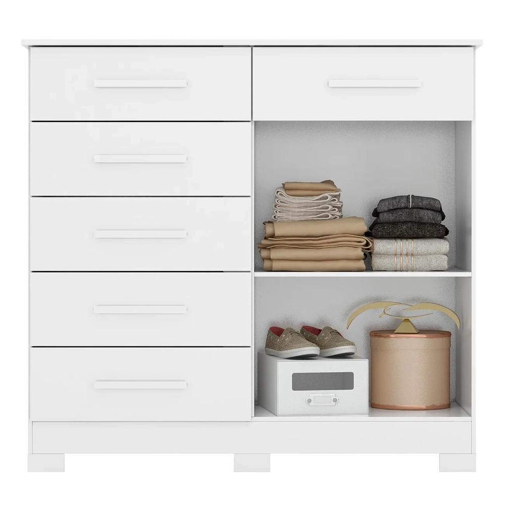 Cômoda Para Quarto 2 Portas 124cm Ester A02 Branco          - Mpozenato