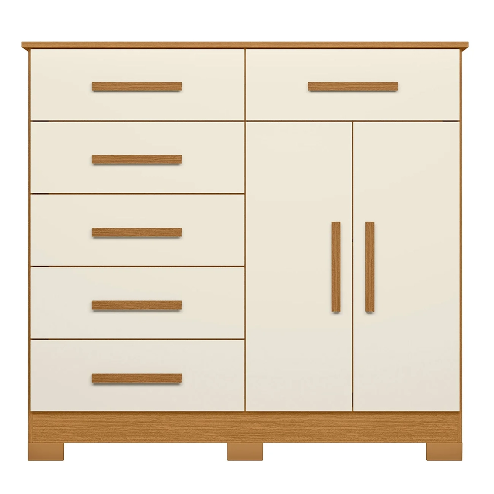 Cômoda Para Quarto 2 Portas 124cm Ester A02 Off/Cinamomo    - Mpozenato