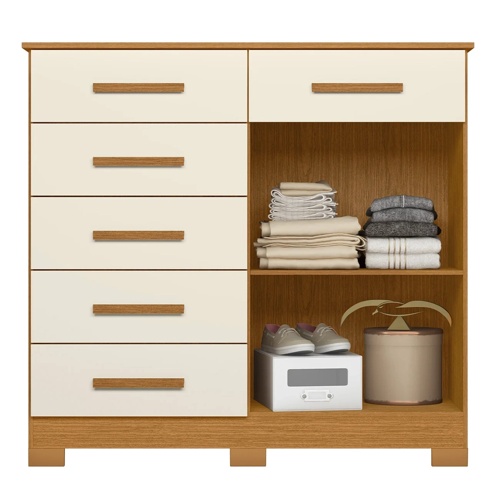 Cômoda Para Quarto 2 Portas 124cm Ester A02 Off/Cinamomo    - Mpozenato