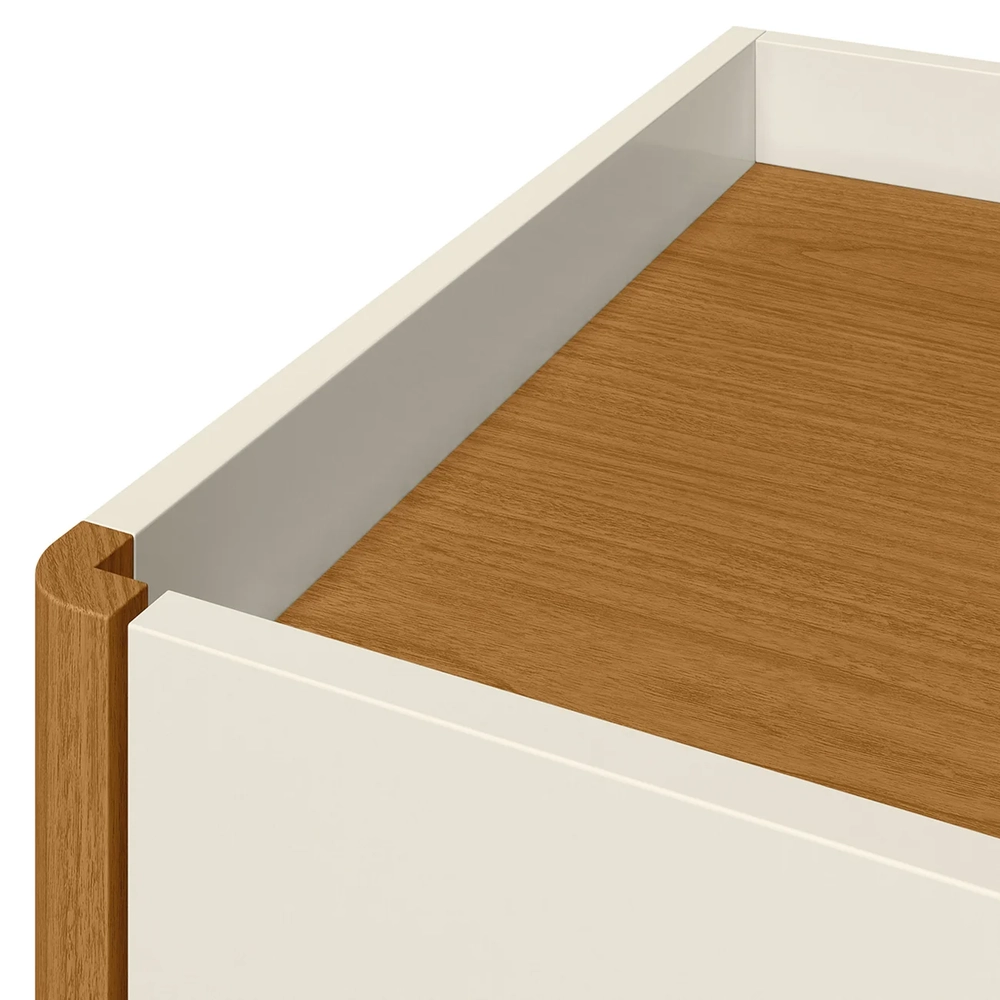 Cômoda Para Quarto 8 Gavetas 120cm Lynd A02 Off/Cinamomo    - Mpozenato