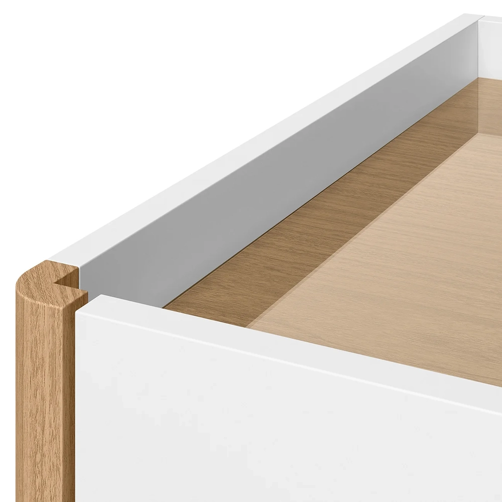 Cômoda Para Quarto 120cm Tampo Vidro Lynd A02 Branco/Freijó - Mpozenato