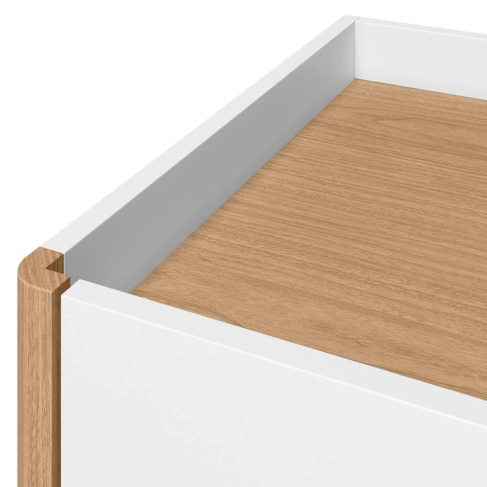 Cômoda Para Quarto 8 Gavetas 120cm Lynd A02 Branco/Freijó   - Mpozenato