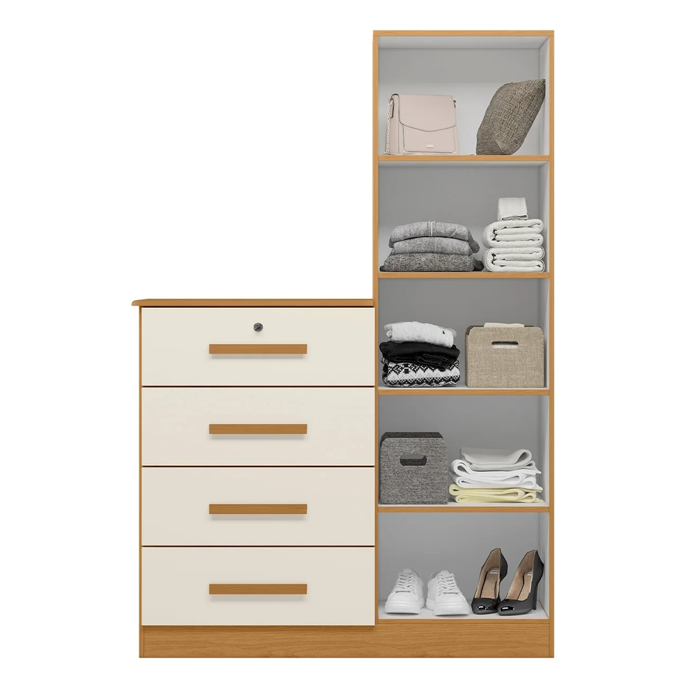 Cômoda Para Quarto 109cm 1 Porta Belize Plus Off/Cinamomo   - Albatroz