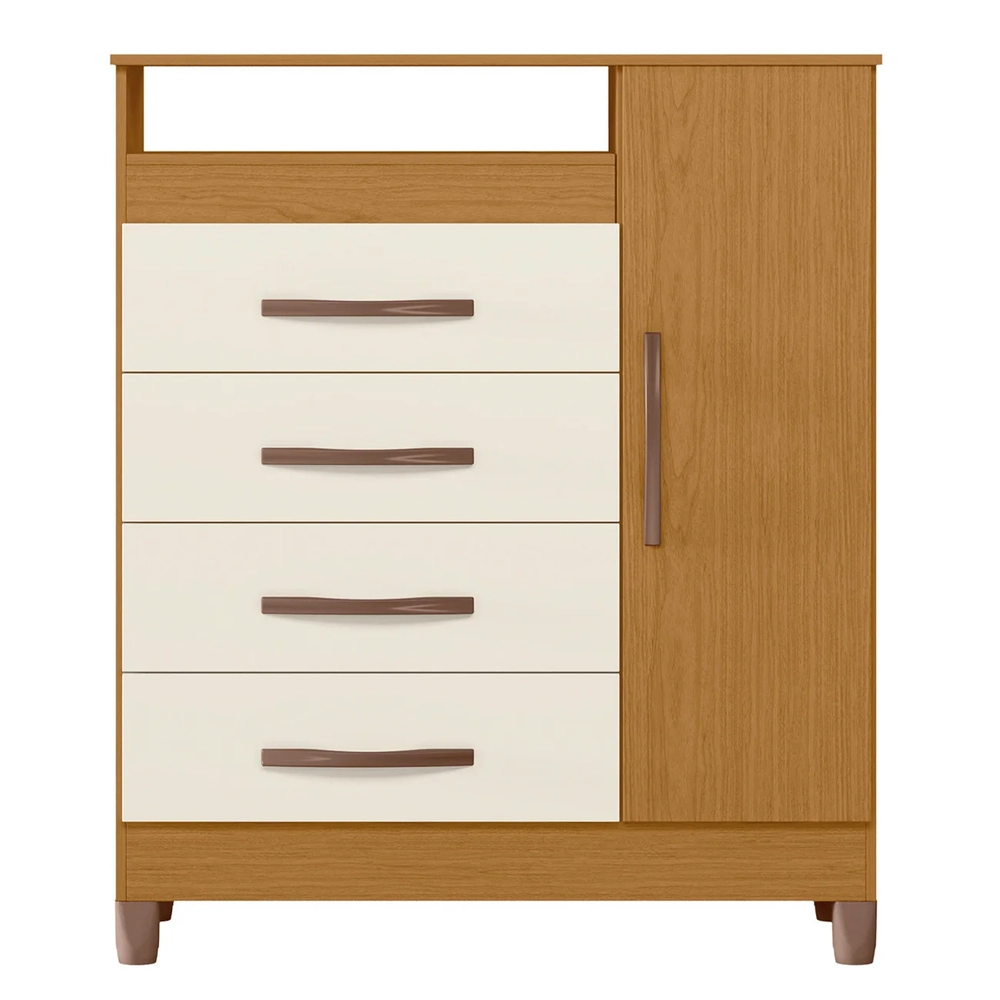 Cômoda Para Quarto 1 Porta 84cm Franci A02 Off/Cinamomo     - Mpozenato
