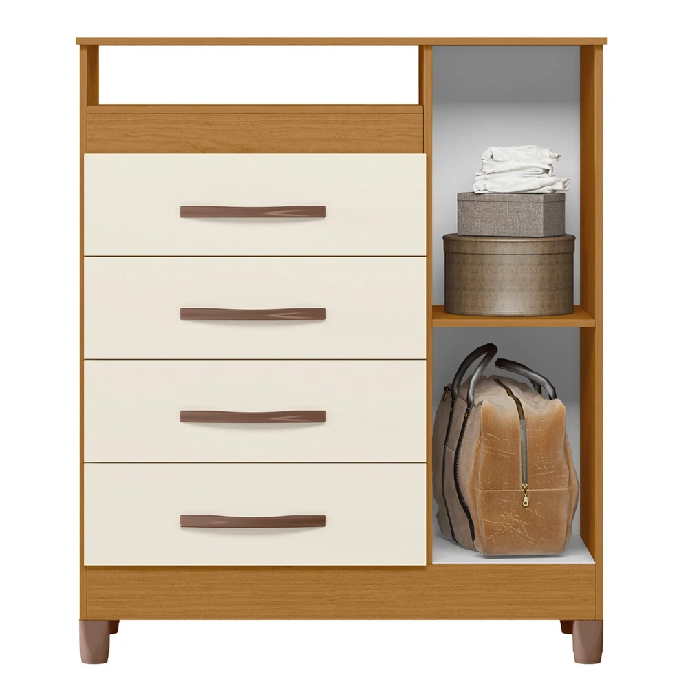 Cômoda Para Quarto 1 Porta 84cm Franci A02 Off/Cinamomo     - Mpozenato