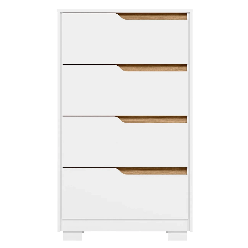 Cômoda Para Quarto 4 Gavetas 70cm Sole Flex Branco/Freijó   - Albatroz