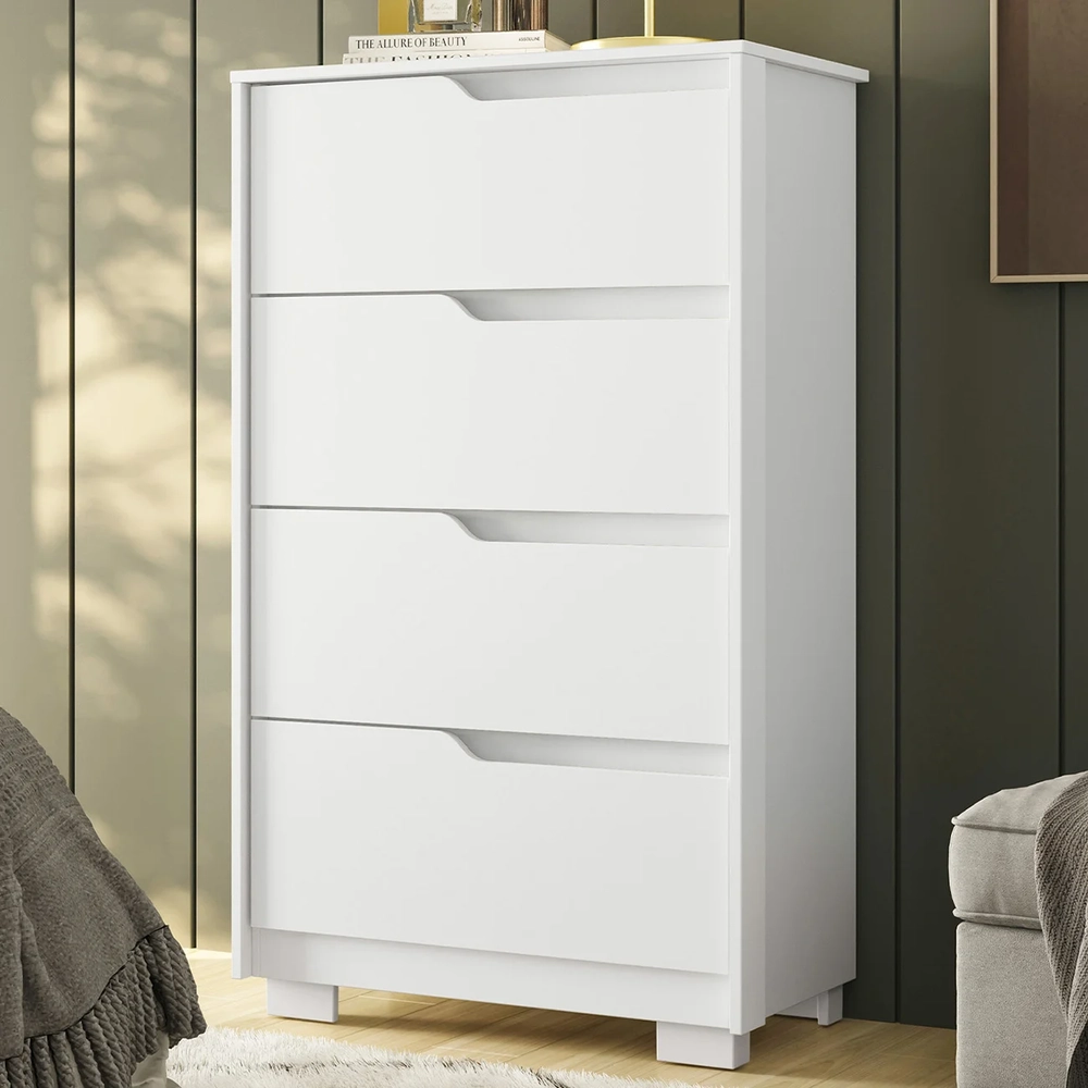 Cômoda Para Quarto 4 Gavetas 70cm Sole Flex Branco/Freijó   - Albatroz