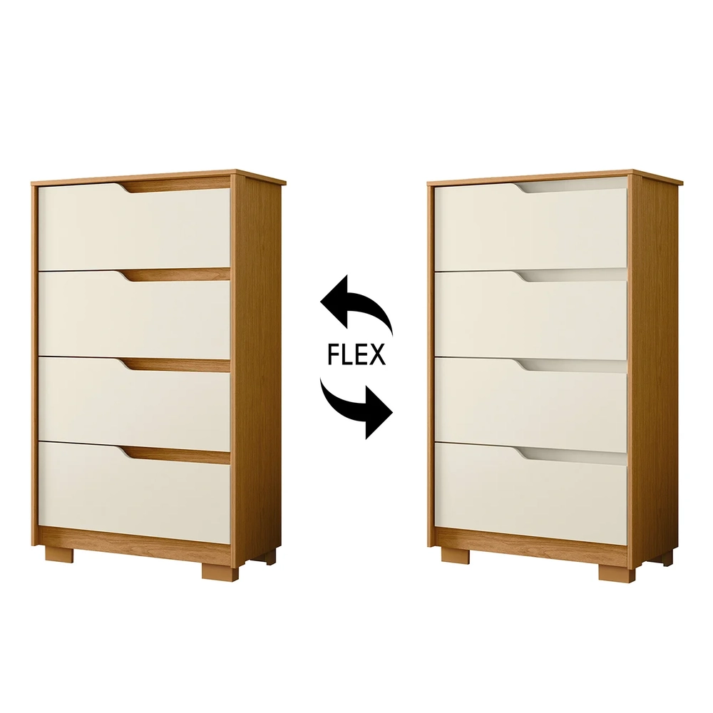 Cômoda Para Quarto 4 Gavetas 70cm Sole Flex Off/Cinamomo    - Albatroz