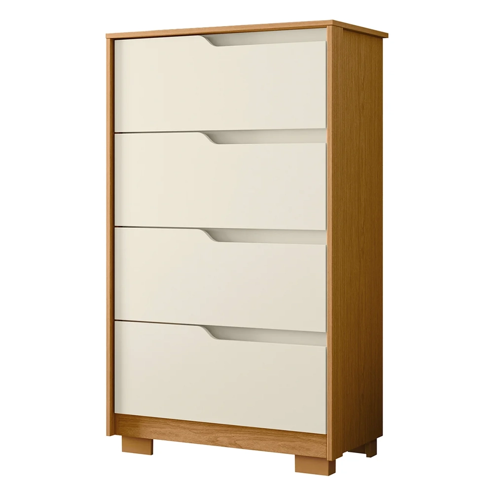 Cômoda Para Quarto 4 Gavetas 70cm Sole Flex Off/Cinamomo    - Albatroz