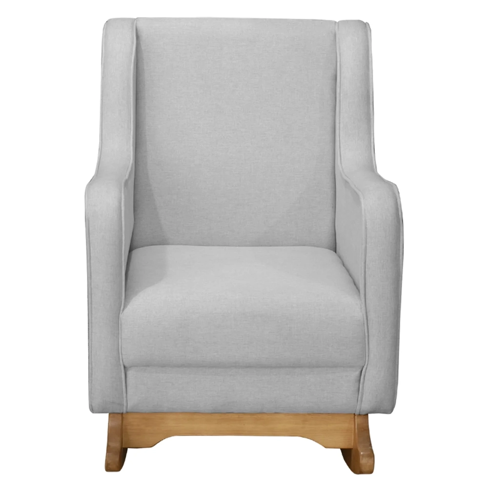 Poltrona Amamentação Base Balanço e Puff Vick Linho Cinza F03 - Mpozenato