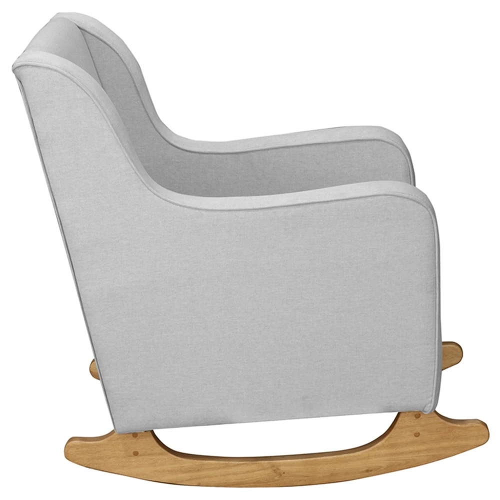 Poltrona Amamentação Base Balanço e Puff Vick Linho Cinza F03 - Mpozenato