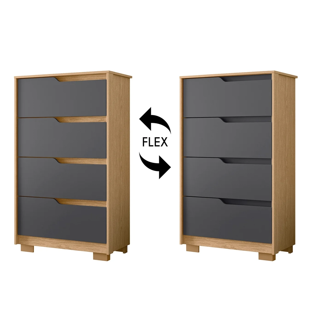 Cômoda Para Quarto 4 Gavetas 70cm Sole Flex Freijó/Titanium - Albatroz