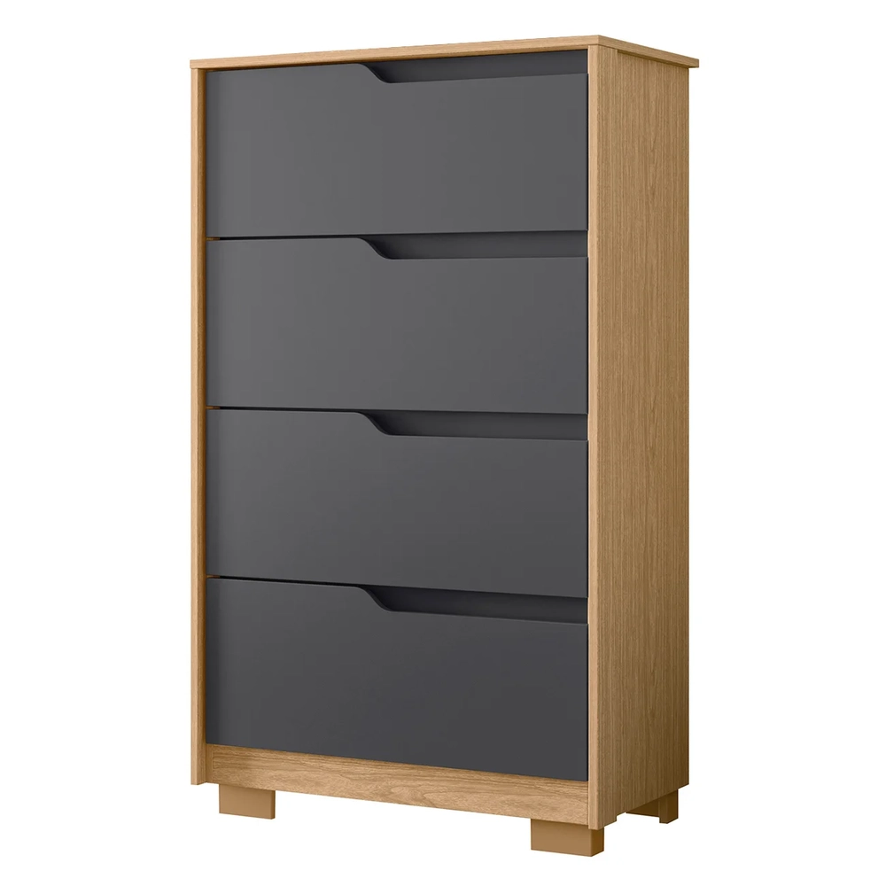 Cômoda Para Quarto 4 Gavetas 70cm Sole Flex Freijó/Titanium - Albatroz