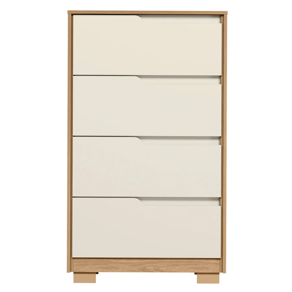 Cômoda Para Quarto 4 Gavetas 70cm Sole Flex Off/Freijó      - Albatroz