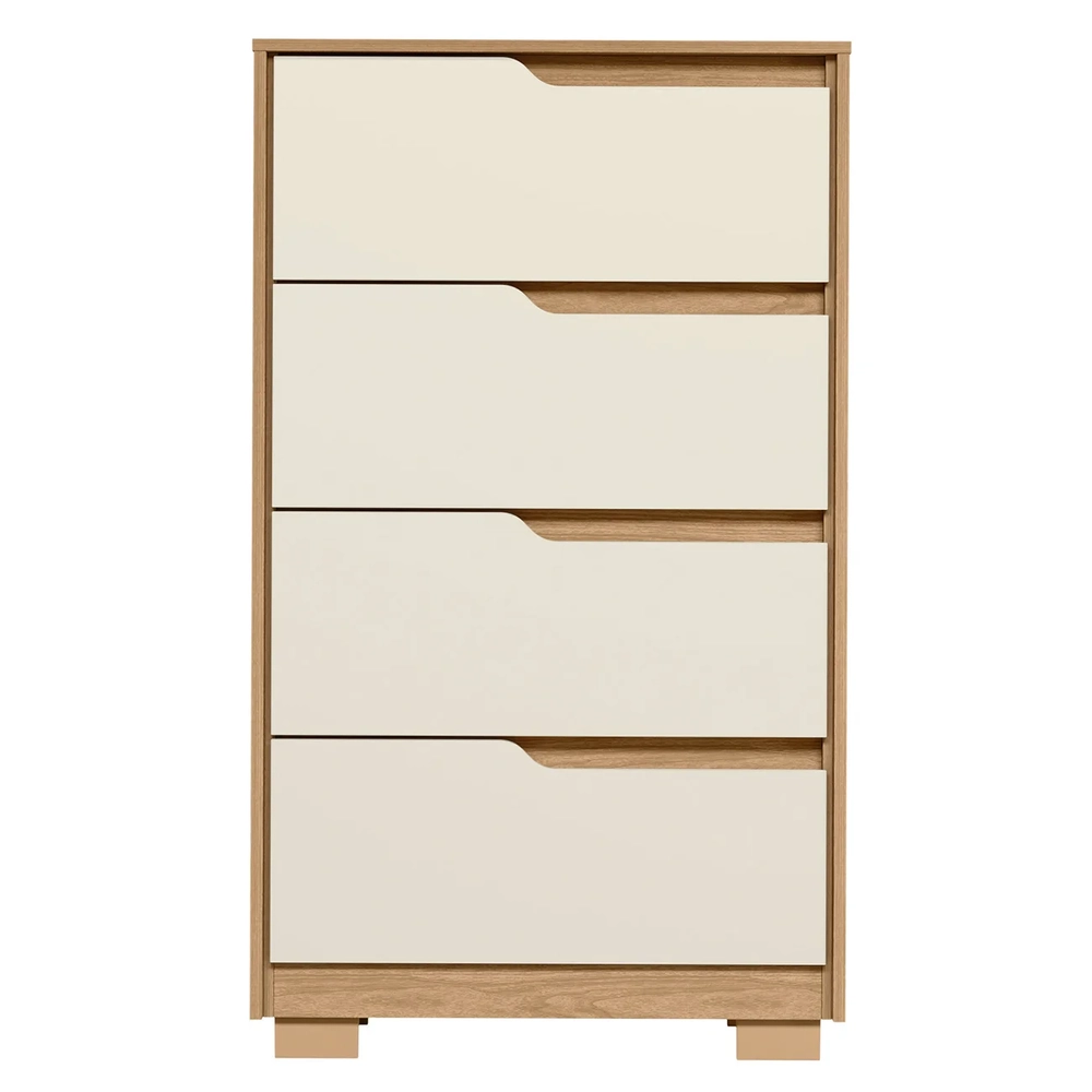 Cômoda Para Quarto 4 Gavetas 70cm Sole Flex Off/Freijó      - Albatroz