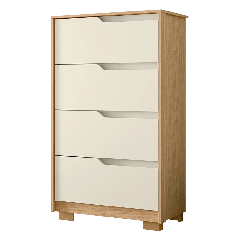 Cômoda Para Quarto 4 Gavetas 70cm Sole Flex Off/Freijó      - Albatroz