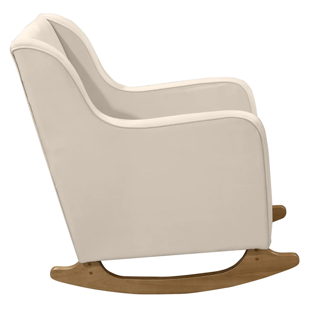 Poltrona Amamentação Base Balanço e Puff Vick Veludo Off F03 - Mpozenato