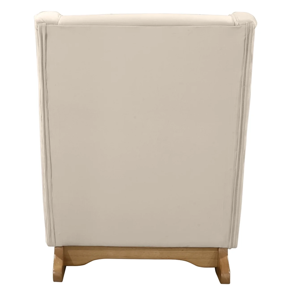 Poltrona Amamentação Base Balanço e Puff Vick Veludo Off F03 - Mpozenato