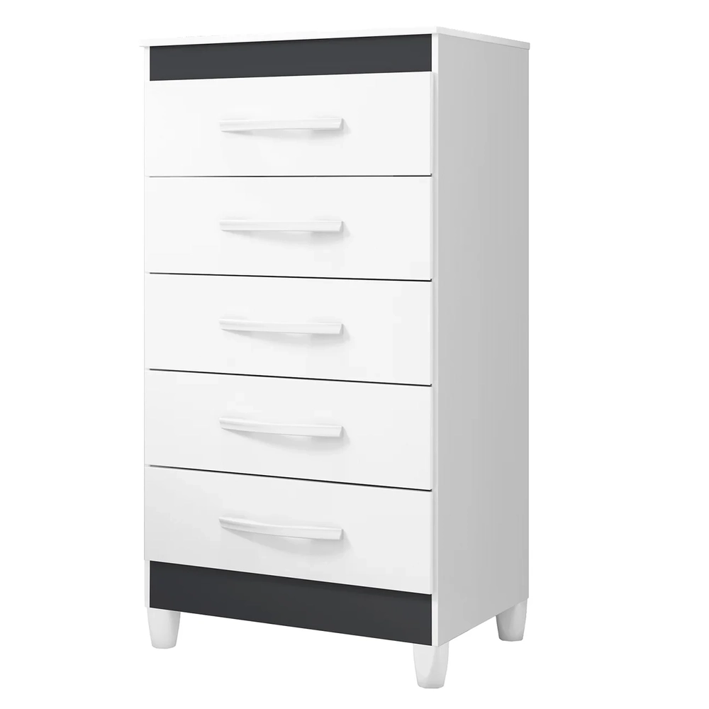 Cômoda Para Quarto 5 Gavetas 56cm Thais Flex A02 Branco     - Mpozenato