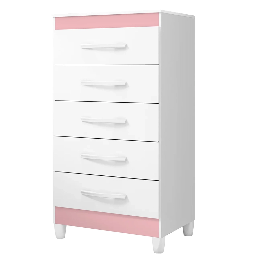 Cômoda Para Quarto 5 Gavetas 56cm Thais Flex A02 Branco     - Mpozenato