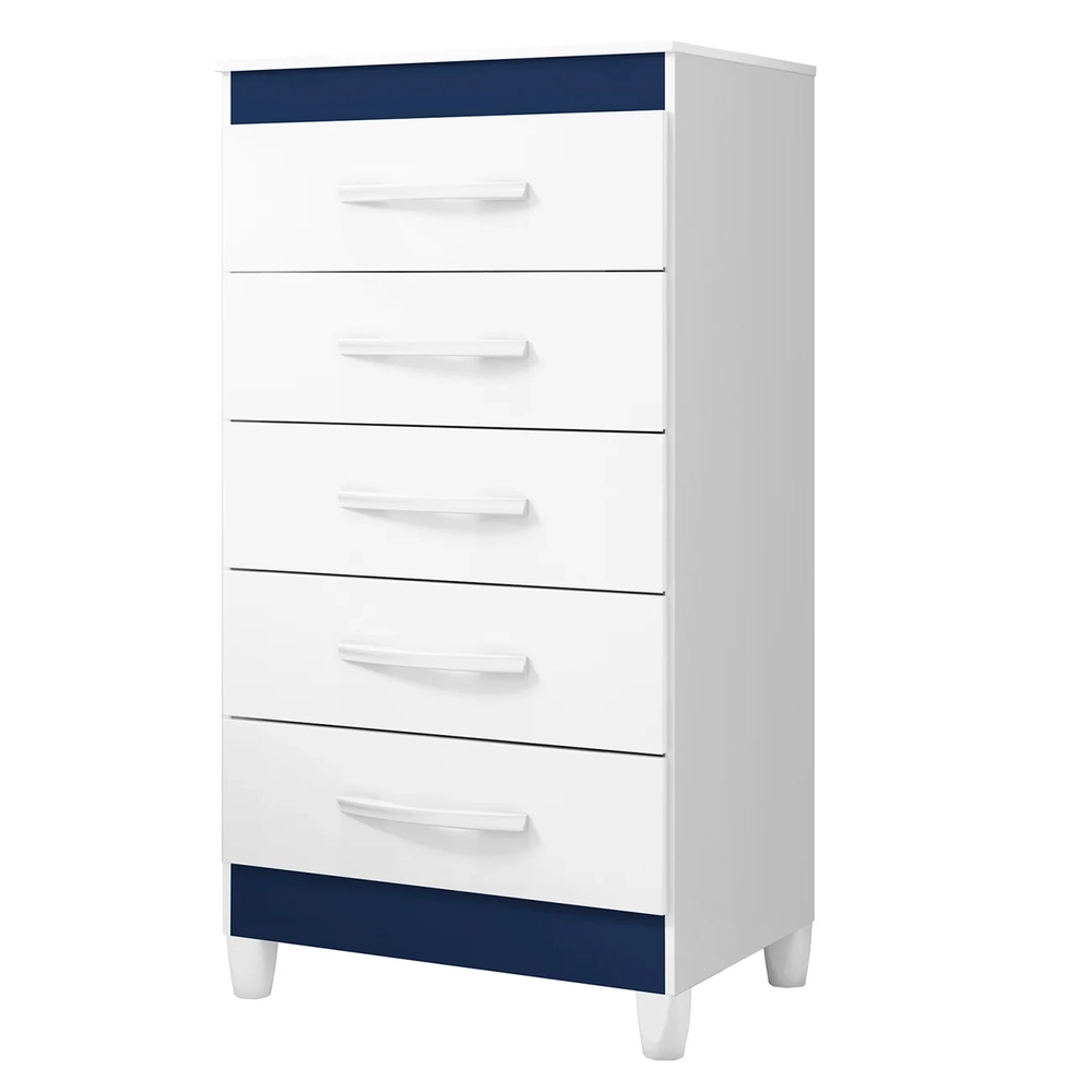 Cômoda Para Quarto 5 Gavetas 56cm Thais Flex A02 Branco     - Mpozenato