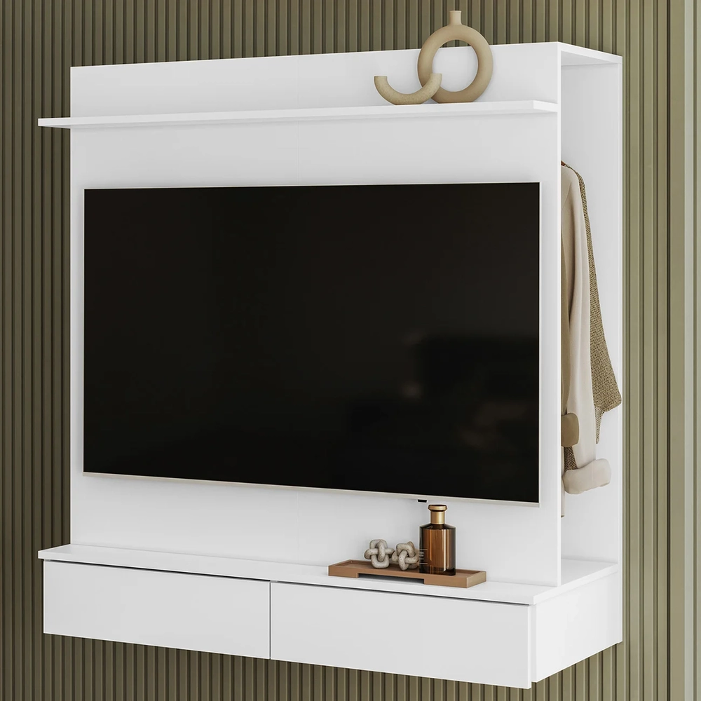 Painel TV 42 Pol Suspenso com Closet 108cm Mimo A02 Branco  - Mpozenato