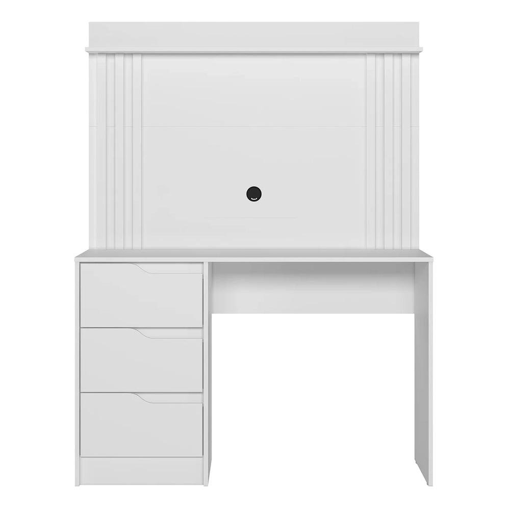 Mesa Escrivaninha 3 Gavetas Painel TV 40 Pol Doble Branco   - Albatroz