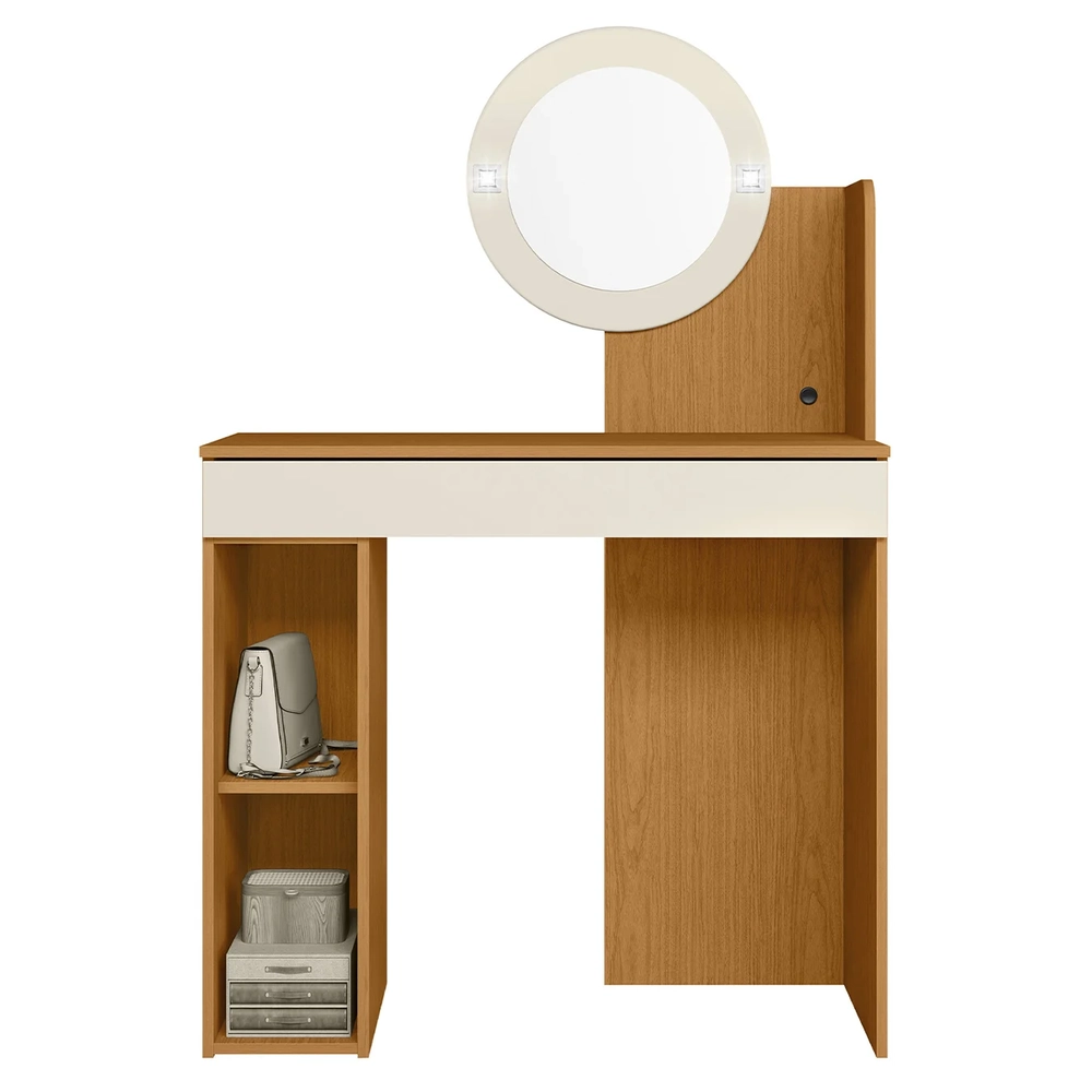 Penteadeira Camarim Escrivaninha com LED Sulla A02 Off/Cinamomo - Mpozenato