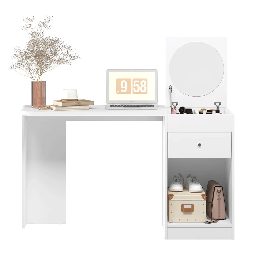 Penteadeira Escrivaninha com Espelho 129cm Mandi A02 Branco - Mpozenato