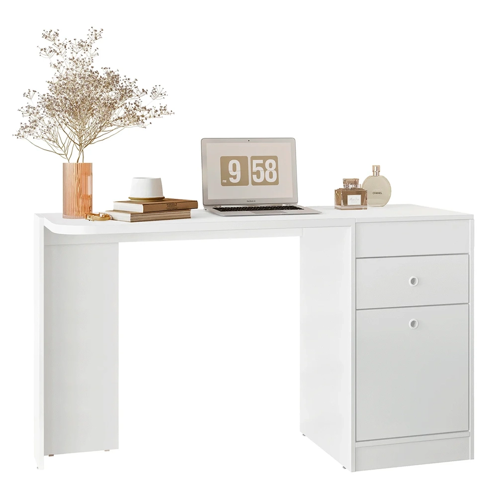 Penteadeira Escrivaninha com Espelho 129cm Mandi A02 Branco - Mpozenato