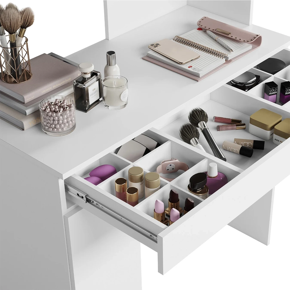 Penteadeira Camarim Escrivaninha com LED Sulla A02 Branco   - Mpozenato