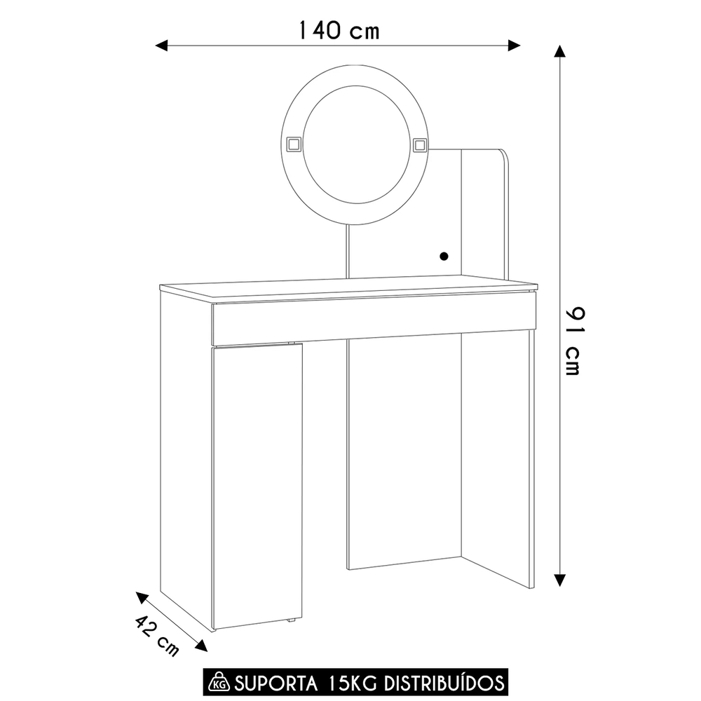 Penteadeira Camarim Escrivaninha com LED Sulla A02 Branco   - Mpozenato