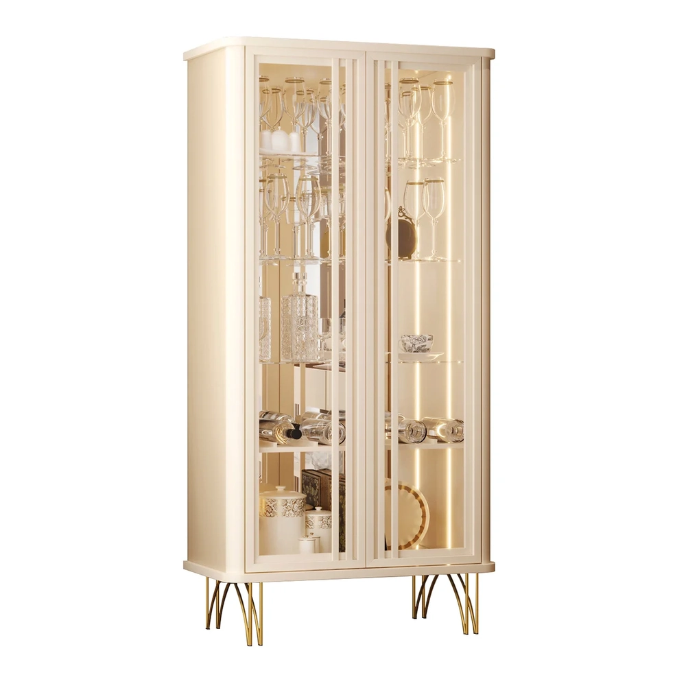 Buffet Aparador Cristaleira e Mesa de Centro Ester Off/Castanho - HB Móveis