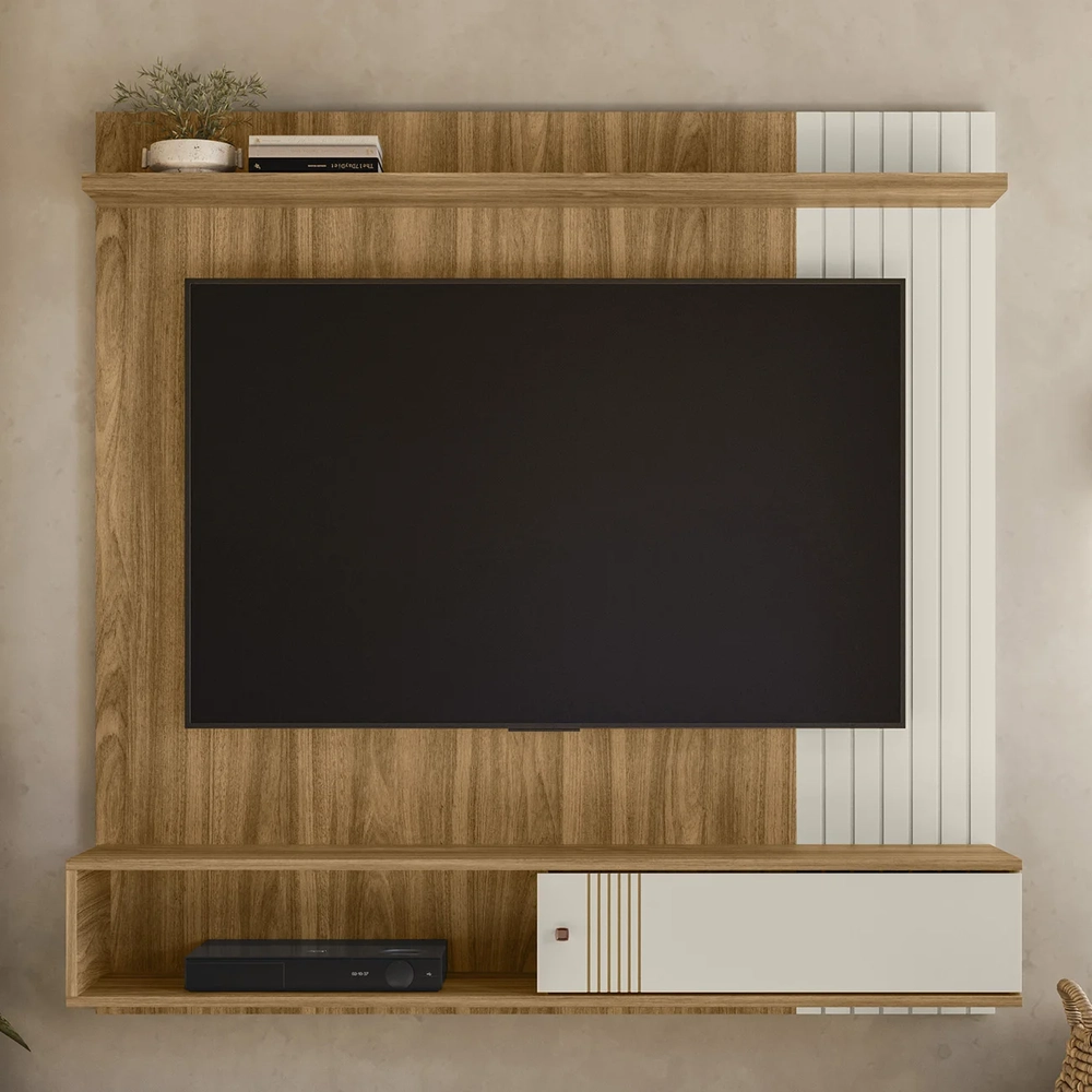 Painel TV 55 Pol e Bancada Suspensa Romeo Nature/Off Flex Z49 - Mpozenato