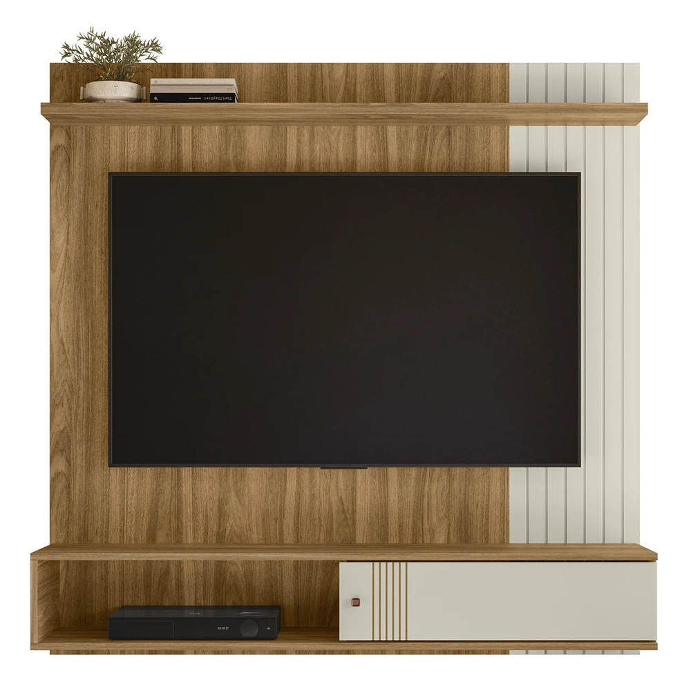 Painel TV 55 Pol e Bancada Suspensa Romeo Nature/Off Flex Z49 - Mpozenato