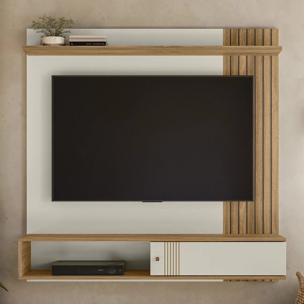 Painel TV 55 Pol e Bancada Suspensa Romeo Off/Nature Flex Z49 - Mpozenato