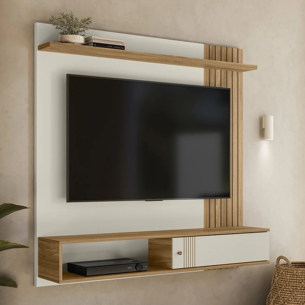 Painel TV 55 Pol e Bancada Suspensa Romeo Off/Nature Flex Z49 - Mpozenato