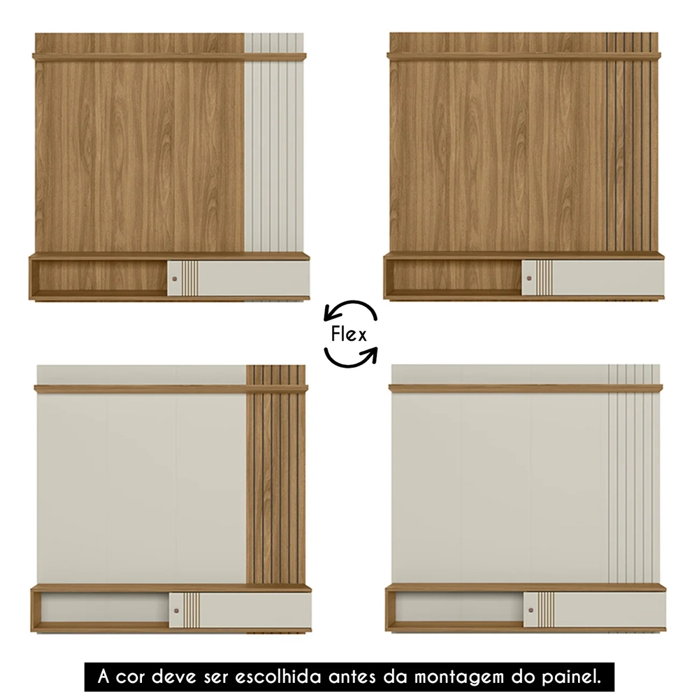 Painel TV 55 Pol e Bancada Suspensa Romeo Off/Nature Flex Z49 - Mpozenato